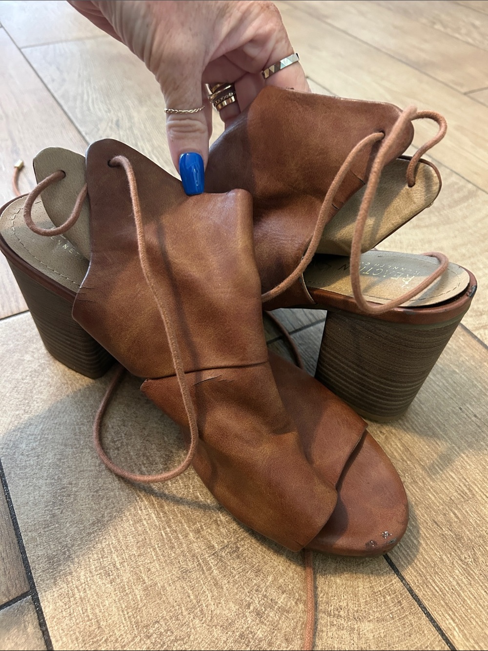 Kenneth Cole Reaction Brown Lace-Up Block Heel Sandals Women’s 8.5